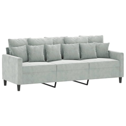 VIDAXL 3-Seater Sofa Light 180 Cm Velvet In Grey