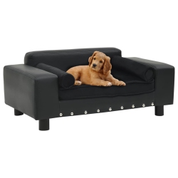 VIDAXL Dog Sofa 31.9"x16.9"x12.2" Plush And Faux Leather In Black