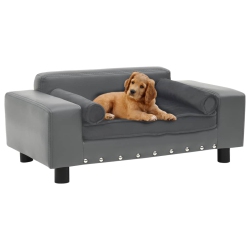 VIDAXL Dog Sofa 31.9"x16.9"x12.2" Plush And Faux Leather In Gray