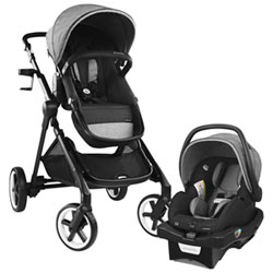 Evenflo Gold SensorSafe Pivot Xpand Smart Modular Travel System w/ LiteMax Infant Car Seat - Moonstone Grey/Black