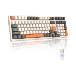 NIERBO Wireless Mechanical Keyboard, Dual Mode 2.4G/bt5.0 2-In-1 Receiver, 100 Keys Hot Swappable Switches Gaming Keyboard \w Number Pad for PC