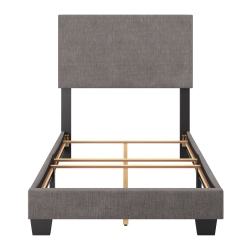 AMBER & EMILY Luna Modern Fabric Single Bed In Dark In Grey