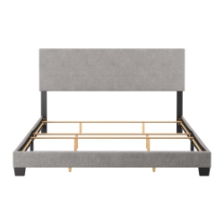 AMBER & EMILY Luna Modern Fabric King Bed In Light In Grey