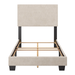 AMBER & EMILY Luna Modern Fabric Single Bed In In Beige