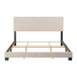 AMBER & EMILY Luna Modern Fabric King Bed In In Beige