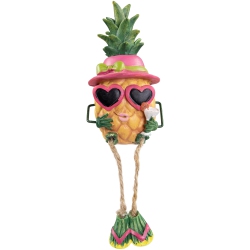NORTHLIGHT 6.25" Tropical Girl Pineapple With Cocktail Outdoor Garden Statue