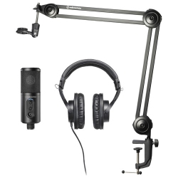 AUDIO TECHNICA Audio-Technica USB/xlr Cardioid Condenser Microphone (Atr2500X) With Monitor Headphones, Boom Arm, & Tripod
