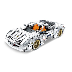 TRADEOPIA Diy Super Sportscar Premium Building Block Kit (437 Pieces) With Pull Back Action - Educational Stem Toy for Ages 6+