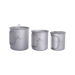 BOUNDLESS VOYAGE Titanium Cup Set | Lightweight Stackable Water Coffee Cup Mug for Outdoor Camping Hiking Backpacking 200Ml+300Ml+450Ml