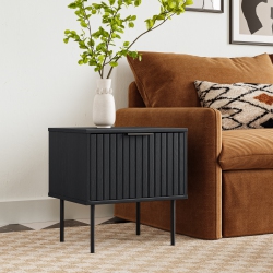AMBER & EMILY Leander Fluted Side Table In Black