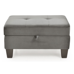 PASSION FURNITURE Monaco Tufted Storage Ottoman In Gray