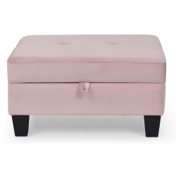 PASSION FURNITURE Monaco Tufted Storage Ottoman In Pink