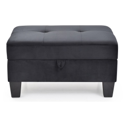 PASSION FURNITURE Monaco Tufted Storage Ottoman In Black