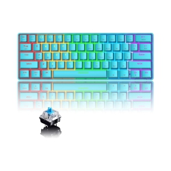 NIERBO 60% Wireless Mechanical Gaming Keyboard \w Rainbow RGB Backlight Compact 61 Key Ergonomic Rechargeable Anti-Ghosting Bluetooth 5.0 Type-C USB