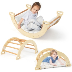 GYMAX 2-In-1 Arch Rocker With Soft Cushion Double-Sided Climbing Arch for Toddlers