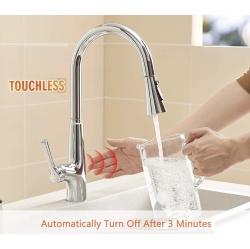 MAX FAUCETS Smart Touchless Kitchen Faucet Single Handle Pull-Out 18" Sleekly Classic Chrome Finish