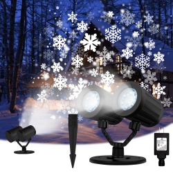 Christmas Projector Lights Outdoor, LED Snowflake Projector Christmas Lights, Waterproof Rotating Christmas Lights Outdoor Projector