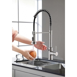 MAX FAUCETS Smart Touch-Less Kitchen Faucet Pull-Out Spring Spout 20" Brushed Nickel Finish