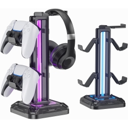 ULTREND RGB Headphone Stand \w 9 Light Modes – Gaming Headset & Controller Holder \w Rotating Arm, Detachable Hook, Cable Management, for PC &