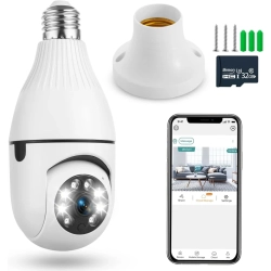 GENER Wifi Light Bulb Camera 1080P - 360° Panoramic Cameras | Smart Indoor Security Camera \w Full-Color Day/night Vision | App Remote, Motion
