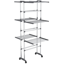 VIDAXL 3-Tier Laundry Drying Rack With Wheels 60X70X129 Cm In Silver