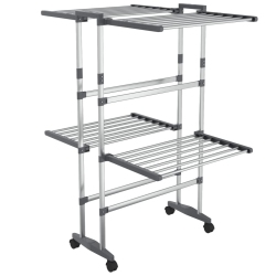 VIDAXL 2-Tier Laundry Drying Rack With Wheels 60X70X106 Cm In Silver