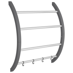 VIDAXL Towel Rack With Hooks 56X16X72 Cm Aluminium In Silver