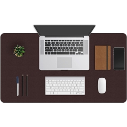 ZBRANDS // Leather Smooth Desk Mat Pad Blotter Protector, Extended Non-Slip Rectangular, Laptop Keyboard Mouse Pad (Brown, 36" X 20")