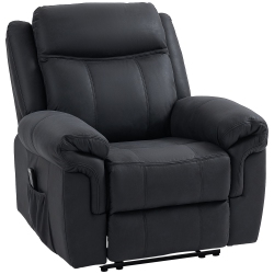 HOMCOM 8-Point Vibration Massage Recliner Chair, Manual Microfibre Reclining Sofa Chair for Living Room \w Side Pockets, Footrest, Remote, Easy