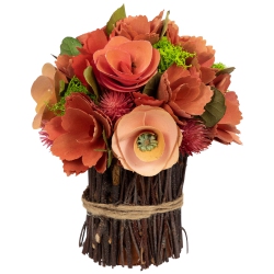 NORTHLIGHT Artificial Mixed Floral Wooden Spring Bouquet - 9" - And Pink In Red