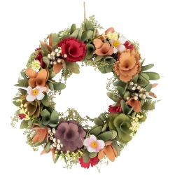 NORTHLIGHT Rose And Pansy Artificial Wooden Spring Wreath - 10