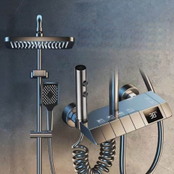 KROLEAR Shower Faucet Set Gun Digital Display Shower System, 4 Function Bathroom Rain Shower Combo Set Brass Bathtub Faucet \w 3 Mode Hand Shower