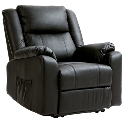 HOMCOM Recliner Chair for Living Room, Pu Leather Single Recliner Sofa, Manual Reclining Chair With Footrest, Thick Padding And Side Pockets In Black