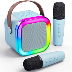ULTREND Mini Kids Karaoke Machine 2024, Portable Karaoke Speaker \w 2 Wireless Mics & Party Lights, Christmas & Birthday Gift for Girls & Boys Ages
