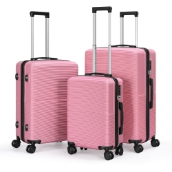 HIKOLAYAE Hardside Spinner Luggage Sets In Pink, 3 Piece, Tsa Lock