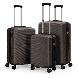 HIKOLAYAE Hardside Spinner Luggage Sets In Coffee, 3 Piece, Tsa Lock