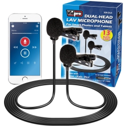 VIDPRO Xm-Dls Dual-Head Interview Lavalier Microphone for Smartphones & Tablets