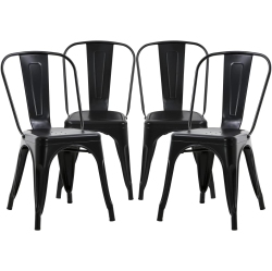 NONE Vintage Metal Dining Chiar Set Of 4 Bistro Patio Chair 18 Inch Seat Height Restaurant Kitchen Chairs Stackable Chairs Side Chair Bar Chairs