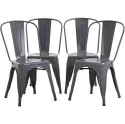 NONE Vintage Metal Dining Chiar Set Of 4 Bistro Patio Chair 18 Inch Seat Height Restaurant Kitchen Chairs Stackable Chairs Side Chair Bar Chairs