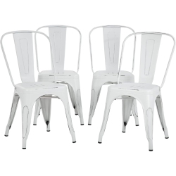 NONE Vintage Metal Dining Chiar Set Of 4 Bistro Patio Chair 18 Inch Seat Height Restaurant Kitchen Chairs Stackable Chairs Side Chair Bar Chairs