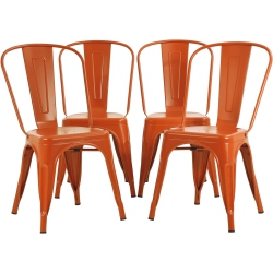 NONE Vintage Metal Dining Chiar Set Of 4 Bistro Patio Chair 18 Inch Seat Height Restaurant Kitchen Chairs Stackable Chairs Side Chair Bar Chairs