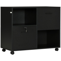 VINSETTO Lateral Filing Cabinet \w Drawers And Lock, File Cabinet, Mobile Printer Stand \w Open Shelves And Wheels for Letter And A4 Size Documents