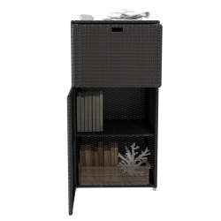 OUTSUNNY Patio Storage Cabinet, Outdoor Towel Rack for Pool, Waterproof Pe Rattan Wicker, Hot Tub Accessory, With Basket Drawer In Dark Brown