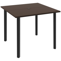 OUTSUNNY 31.5" Aluminium Patio Table With Umbrella Hole for 4 People, Square Outdoor Dining Table for Backyard Lawn Balcony In Brown