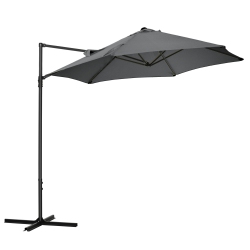 OUTSUNNY 8.5Ft Offset Patio Umbrella With 360° Rotation, Outdoor Cantilever Roma Parasol Hanging Sun Shade Canopy Shelter With Cross Base, Dark