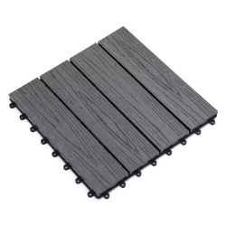 OUTSUNNY Wpc Interlocking Deck Tiles, 11 Pack 12" X 12" Outdoor Tiles, Tools Free Assembly, Waterproof And Non-Slip Patio Flooring In Black
