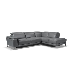VALENCIA Pista Contemporary Top Grain Leather Power Reclining Sectional In Grey