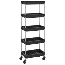 VIDAXL 5-Tier Kitchen Trolley 42X29X128 Cm Iron And Abs In Black