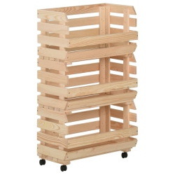 VIDAXL Vegetable Trolley 37X30X80 Cm Solid Pinewood