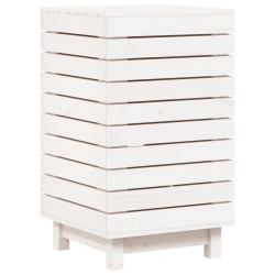 VIDAXL Laundry Basket 44X44X76 Cm Solid Wood Pine In White